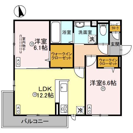 CASA 二色浜(2LDK/2階)の間取り写真