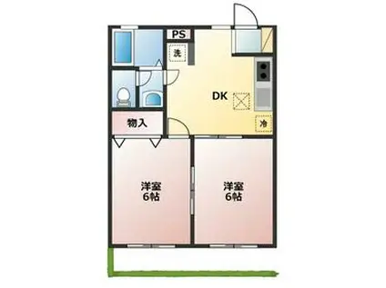 KSハイム(2DK/1階)の間取り写真