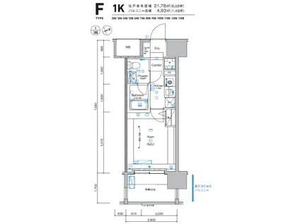 シーフォレシティ芝浦(1K/5階)の間取り写真