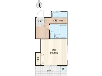 みどり荘(1K/1階)の間取り写真