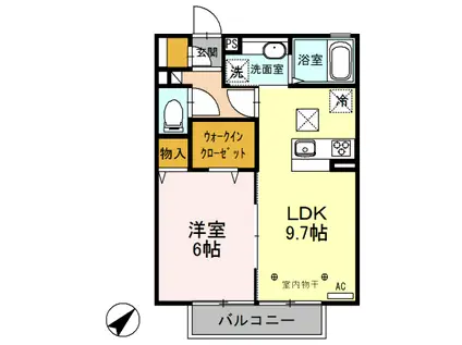 ROYAL WIT B(1LDK/1階)の間取り写真