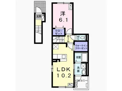 SATUKI(1LDK/2階)の間取り写真