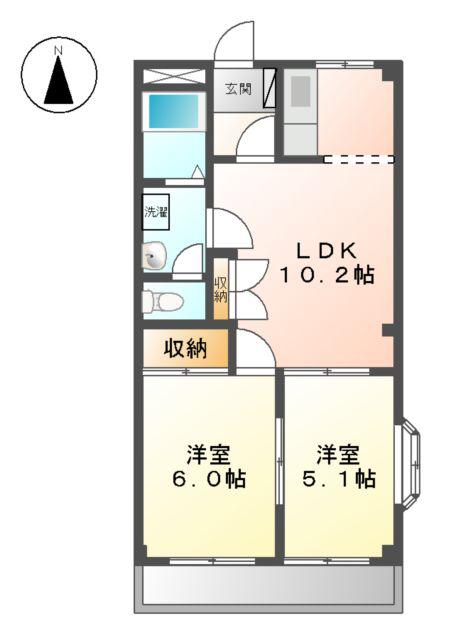 ヴォーノオサダ(2LDK/1階)の間取り写真
