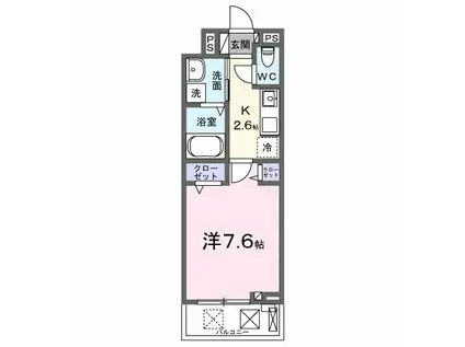 マホロバⅠ(1K/2階)の間取り写真