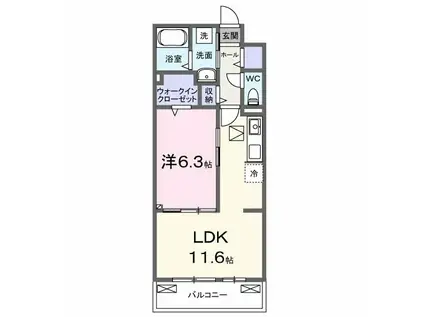 マホロバⅡ(1LDK/1階)の間取り写真