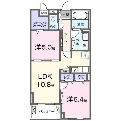 グロブナーパレス北山(2LDK/2階)の間取り写真