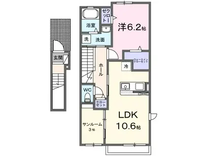 SHINYASHIKIAPⅢ(1LDK/2階)の間取り写真