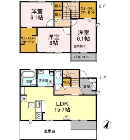 東海道本線 名古屋駅 バス乗車時間：23分 市バス「豊公橋」バス停で下車 徒歩2分 2階建 築9年(3LDK)の間取り写真