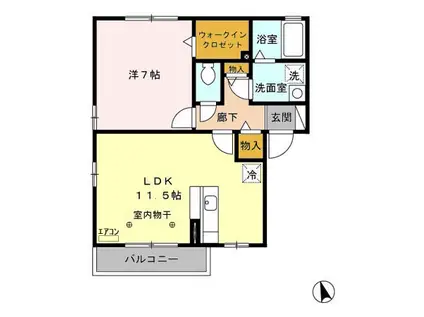 メイプルリーフ B(1LDK/2階)の間取り写真