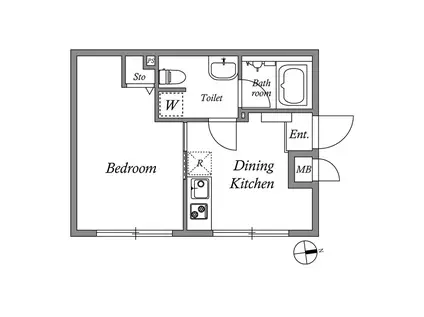 GRAN PASEO 方南町(1DK/2階)の間取り写真