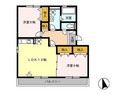 カーサ グランドゥール(2LDK/2階)の間取り写真