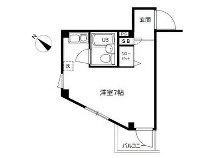 カスターニャ上馬(ワンルーム/2階)の間取り写真