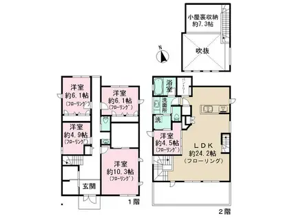 小田急電鉄小田原線 世田谷代田駅 徒歩5分 2階建 築7年(4SLDK)の間取り写真