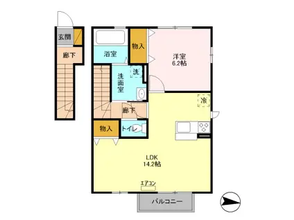ヴィクトワール2A(1LDK/2階)の間取り写真