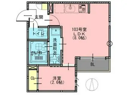 GS日進(1LDK/1階)の間取り写真