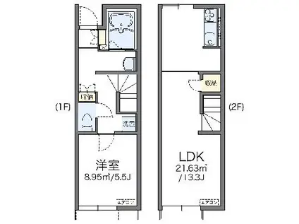 レオネクストSORA(1LDK/1階)の間取り写真