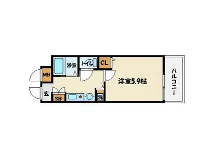 ランドマークシティ大阪城南(1K/5階)の間取り写真