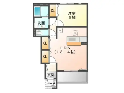風の街Ⅲ(1LDK/1階)の間取り写真