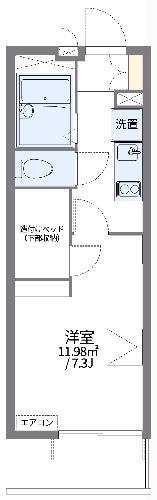 レオパレスメイプル小山(1K/3階)の間取り写真