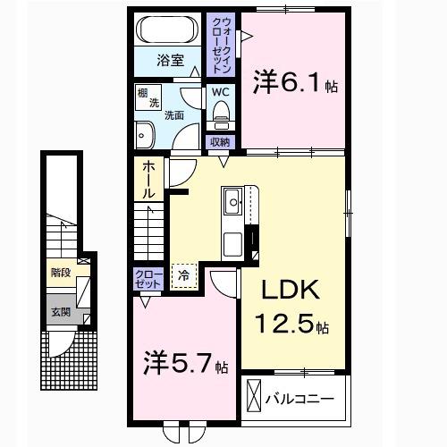 アルコパレーノⅡ(2LDK/2階)の間取り写真