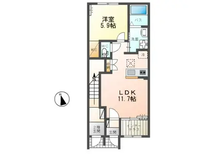 ARMERIAⅡ(1LDK/1階)の間取り写真