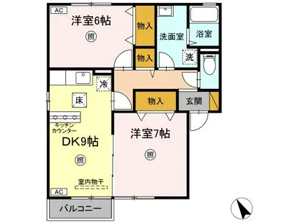 リビングタウン野田A・B・C(2DK/1階)の間取り写真