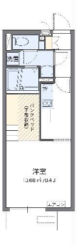 ミランダリヴェールⅢ(ワンルーム/2階)の間取り写真