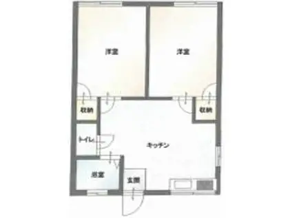 レクリオヒロ下平川(2DK/1階)の間取り写真