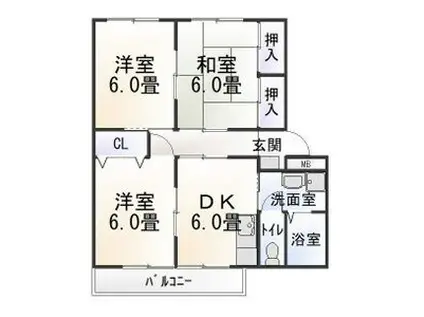 グランデージTODA A(3DK/1階)の間取り写真