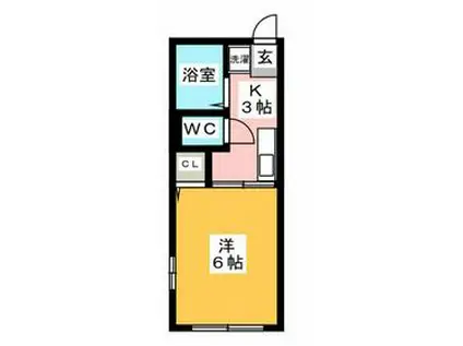 メゾンドトウカイ(1K/1階)の間取り写真