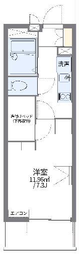 レオパレス中津川Ⅱ(1K/3階)の間取り写真