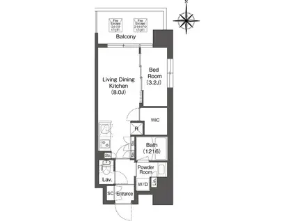 コンフォリア江坂江の木町Q(1LDK/7階)の間取り写真