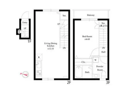 ブライトテラス大島(1LDK/2階)の間取り写真