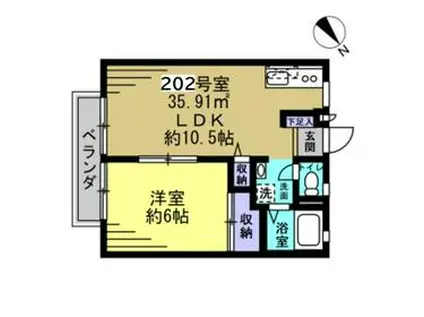 ソレム守屋Ⅱ(2K/1階)の間取り写真
