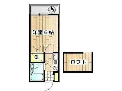 WOODBELLⅡA棟(1K/2階)の間取り写真