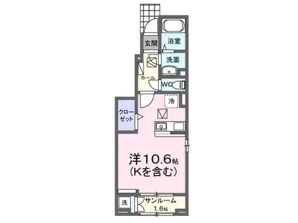 エナールSI(ワンルーム/1階)の間取り写真