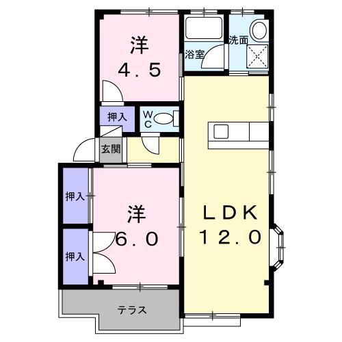 URARA Ⅲ(2LDK/1階)の間取り写真
