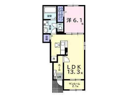 コウナⅠ(1LDK/1階)の間取り写真