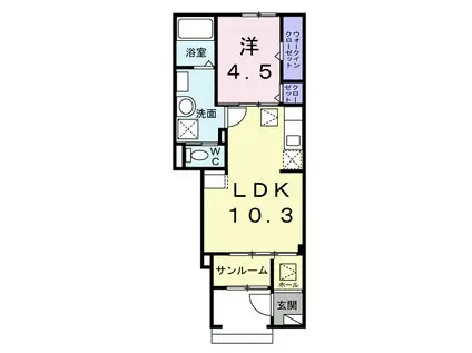 グリーンステージ山田一番町(1LDK/1階)の間取り写真