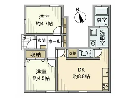 盆栽町アパート(2DK/1階)の間取り写真