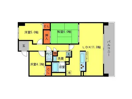 MINOO HILLS(3LDK/4階)の間取り写真