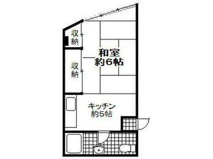タカノビル(1DK/3階)の間取り写真