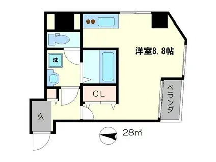 ウインドベル北大路(ワンルーム/7階)の間取り写真