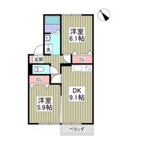メゾンベールA(2DK/2階)の間取り写真