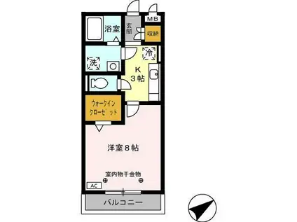 セーリング Ⅴ B(1K/3階)の間取り写真