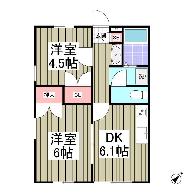 アークB(2DK/2階)の間取り写真