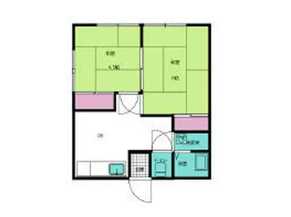 サンロイヤルハイツ(2DK/2階)の間取り写真