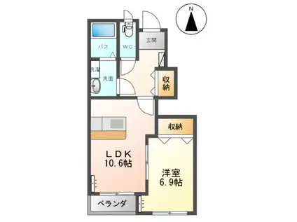 ラヴィクレイルⅡ(1LDK/1階)の間取り写真
