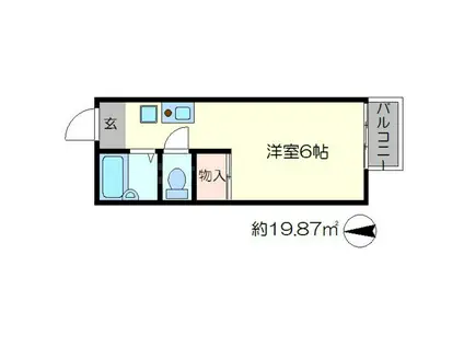 RINSコーポラティヴハウスⅡ(1K/1階)の間取り写真