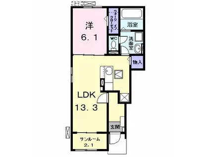 ルチェンテⅡ(1LDK/1階)の間取り写真